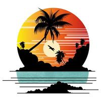 zonsondergang strand illustratie vector ontwerp