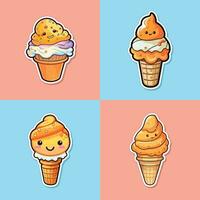 oranje creamsicle ijs room sticker koel kleuren kawaii klem kunst illustratie verzameling vector