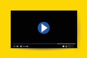 multimedia video speler met schaduw. video streaming in kleuren van de oekraïens vlag, oekraïens nieuws concept vector illustratie