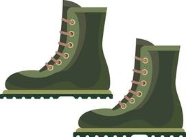 leger enkel laarzen vlak stijl vector illustratie, groen leger laarzen , hoog enkel schoenen voorraad vector beeld