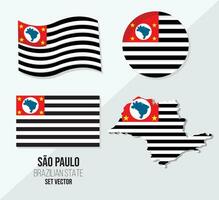 sao paulo Brazilië staat vector reeks vlag symbool kaart en cirkel vlag.