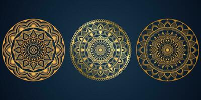 reeks van luxe goud mandala ronde ornament patroon. pro vector