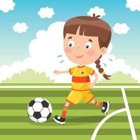 kleine kinderen aan het voetballen vector