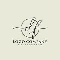 eerste df vrouwelijk logo collecties sjabloon. handschrift logo van eerste handtekening, bruiloft, mode, juwelen, boetiek, bloemen en botanisch met creatief sjabloon voor ieder bedrijf of bedrijf. vector