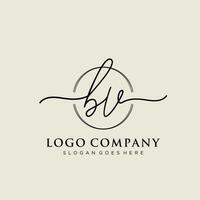 eerste bv vrouwelijk logo collecties sjabloon. handschrift logo van eerste handtekening, bruiloft, mode, juwelen, boetiek, bloemen en botanisch met creatief sjabloon voor ieder bedrijf of bedrijf. vector