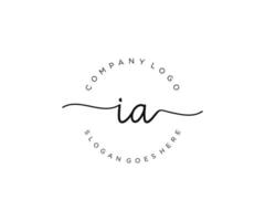 eerste IA vrouwelijk logo schoonheid monogram en elegant logo ontwerp, handschrift logo van eerste handtekening, bruiloft, mode, bloemen en botanisch met creatief sjabloon. vector