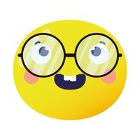 Emoji gezicht lachen met bril platte stijlicoon vector