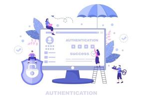 authenticatie beveiliging vlakke afbeelding vector