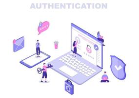 authenticatie beveiliging vlakke afbeelding vector