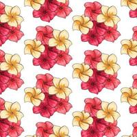 tropisch patroon met exotische bloemen in cartoon stijl vector