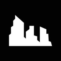 horizon logo, gemakkelijk modern ontwerp van wolkenkrabbers, vector stadsgezicht gebouwen, icoon silhouet illustratie