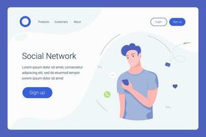 sociaal media babbelen landen bladzijde sjabloon. vector