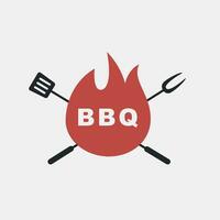 bbq logo, label, insigne, teken, embleem voor barbecue, rooster restaurant, steak huis, vlees op te slaan. modern borstel kalligrafie. wijnoogst retro stijl. vector illustratie.