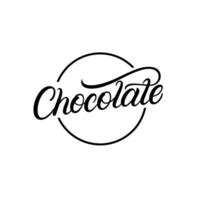 chocola hand- geschreven belettering logo, label, insigne, teken, embleem. modern borstel kalligrafie. wijnoogst retro stijl. vector illustratie.