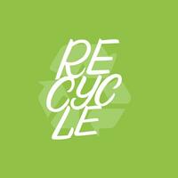 recycle hand- geschreven belettering. modern schoonschrift citaat, uitdrukking voor tas, kaart, poster, tee afdrukken. vector illustratie.