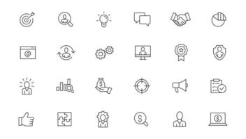 bedrijf en beheer lijn pictogrammen set. beheer icoon verzameling. vector illustrator