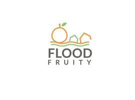 minimaal overstroming fruit logo ontwerp - hand- getrokken fruit logo ontwerp voor winkel - oranje fruit logo ontwerp - beroerte fruit logo- schets fruit logo - lijn fruit logo vector