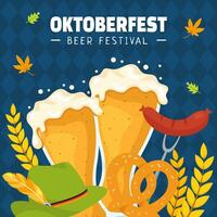 oktoberfeest bier festival sociaal media illustratie vlak tekenfilm hand- getrokken Sjablonen achtergrond vector