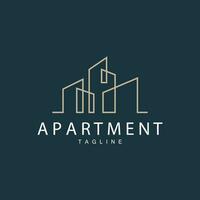 appartement gebouw logo, modern ontwerp stijl lijn vector symbool illustratie sjabloon