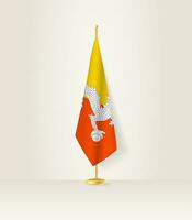 Bhutan vlag Aan een vlag stellage. vector