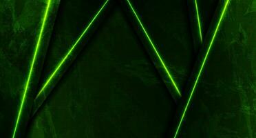 donker groen neon laser lijnen Aan grunge lichtgevend muur achtergrond vector