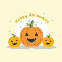gelukkig halloween vector illustraties en sjabloon met een vlak ontwerp, een schattig pompoen geïsoleerd Aan de achtergrond.