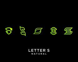 brief s monogram natuur blad logo ontwerp. vector