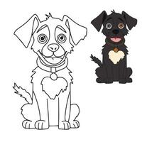 schets schattig hond voor kleur bladzijde. puppy kleur boek voor kinderen onderwijs. vector illustratie.