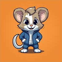 schattig muis sport- mascotte logo icoon vector illustratie met geïsoleerd achtergrond