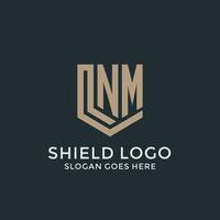 eerste nm logo schild bewaker vormen logo idee vector