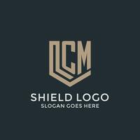 eerste cm logo schild bewaker vormen logo idee vector