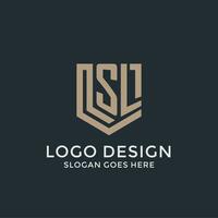 eerste sl logo schild bewaker vormen logo idee vector