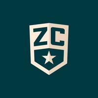 eerste zc logo ster schild symbool met gemakkelijk ontwerp vector