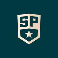eerste sp logo ster schild symbool met gemakkelijk ontwerp vector