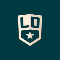 eerste ld logo ster schild symbool met gemakkelijk ontwerp vector