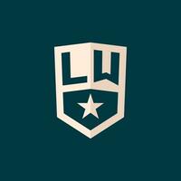 eerste lw logo ster schild symbool met gemakkelijk ontwerp vector