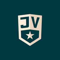 eerste jv logo ster schild symbool met gemakkelijk ontwerp vector
