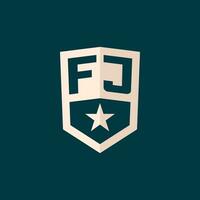 eerste fj logo ster schild symbool met gemakkelijk ontwerp vector