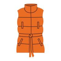 geïsoleerd rood vrouw gewatteerd hesje met taille in vlak stijl Aan wit achtergrond. warm kleren vector