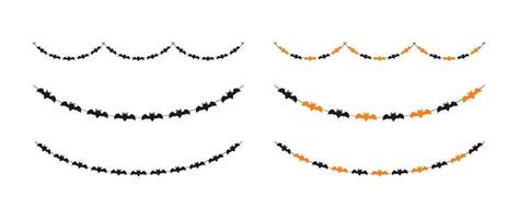 schattig halloween vleermuizen slinger silhouet set. gemakkelijk hangende partij banier classy decor vector element.
