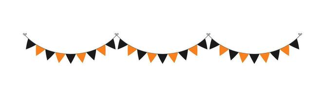 schattig oranje en zwart halloween vlaggedoek slinger illustratie. gemakkelijk banier hangende partij classy decor vector element.