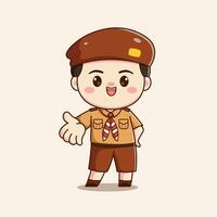 Indonesisch verkenner jongen schattig kawaii chibi karakter illustratie vector