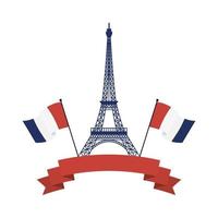 Eiffeltoren Frankrijk vlaggen en lint vector design