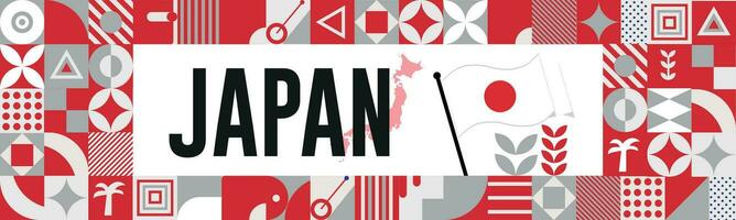 Japan kaart en verheven vuisten. nationaal dag of onafhankelijkheid dag ontwerp voor Japan viering. modern retro ontwerp met abstract pictogrammen. vector illustratie.