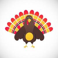 thanksgiving day symbool rode veren Turkije vlakke stijl kleurovergang ontwerp vectorillustratie. schattige cartoon mascotte vakantie herfst oogst karakter geïsoleerd op een witte achtergrond. vector