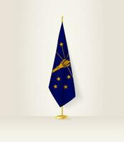 Indiana vlag Aan een vlag stellage. vector