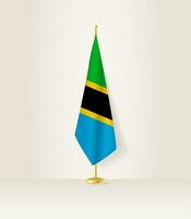 Tanzania vlag Aan een vlag stellage. vector