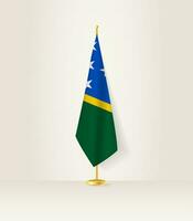 Solomon eilanden vlag Aan een vlag stellage. vector