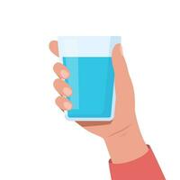 hand- Holding glas van water. drinken meer water concept. vector illustratie.