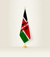 Kenia vlag Aan een vlag stellage. vector